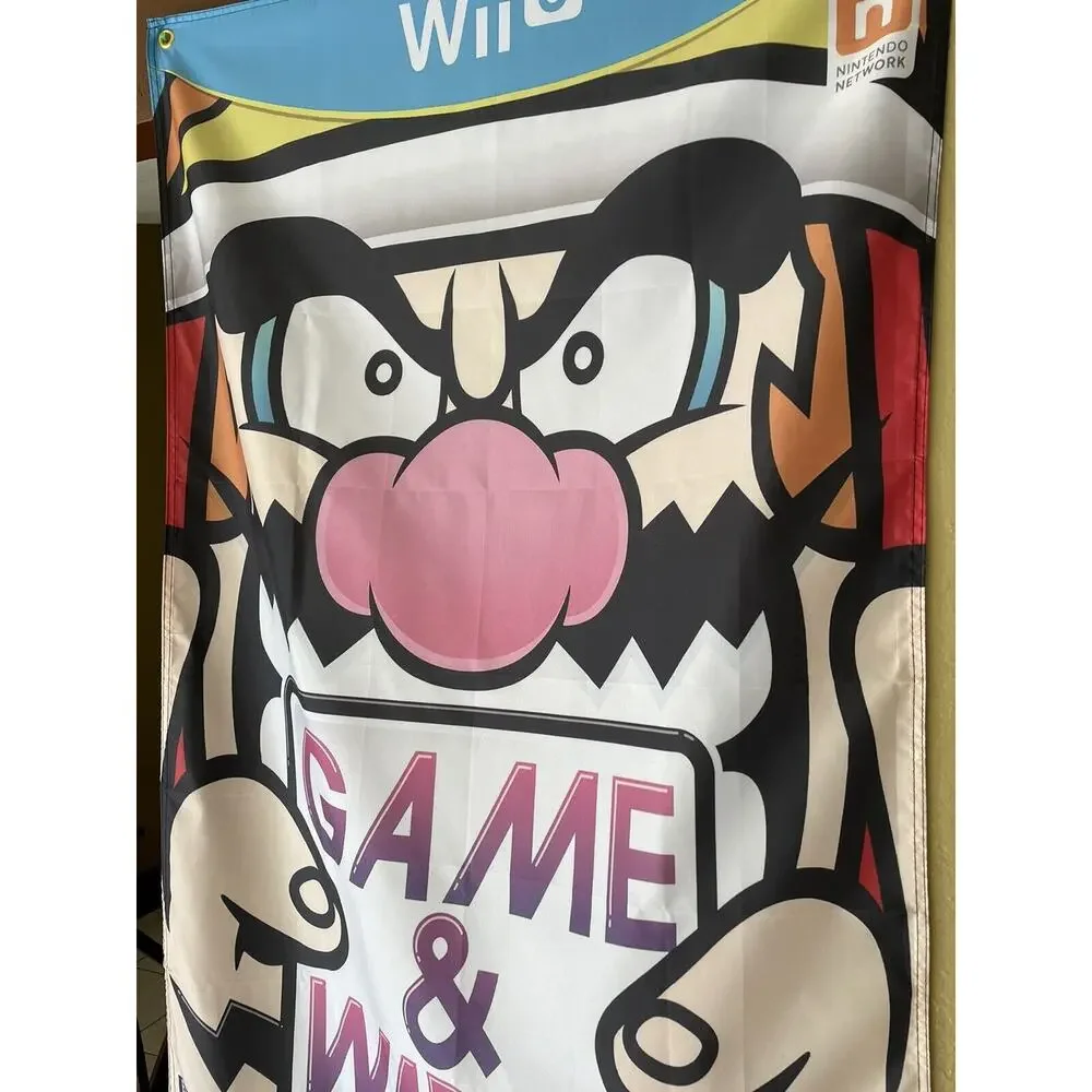 Game & Wario 5ft Flag Nintendo Wii U 2013 Banner Poster Super Mario Bros